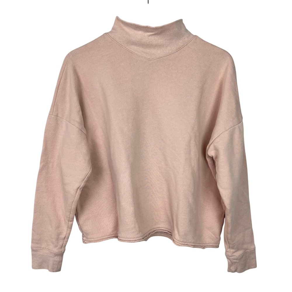 Madewell‎ Womens Mock Neck Sweatshirt Dusty Pink Cotton Hemp Blend Size Small